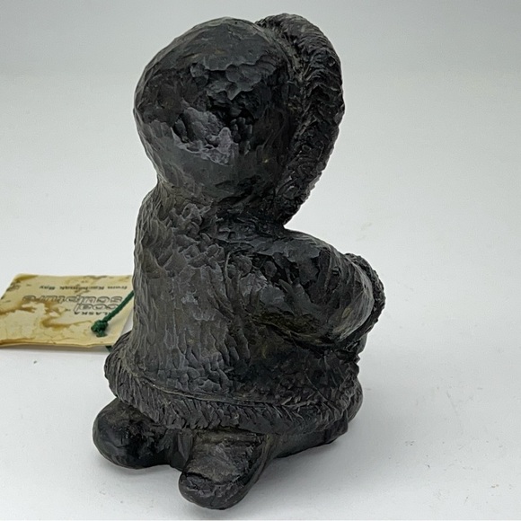 Inuit Naber Coal Sculpture Alaska Homer Kachemak Bay Indigenous Eskimo Vintage - Picture 6 of 13